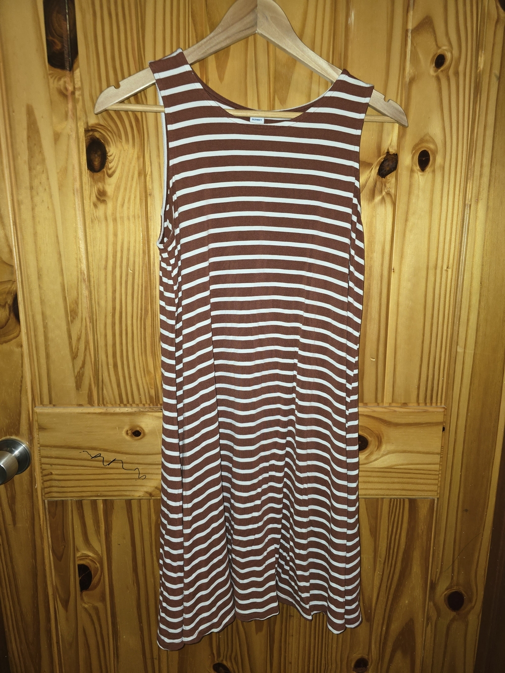 Old Navy Brown and White Striped Sleeveless Dress
